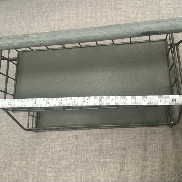 Two-Tier Metal Organizer Etagere Wooden Handle Accents Rustic Industrial#0725258 - Picture 12 of 16